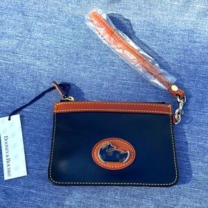 Dooney & Bourke Black Leather Wristlet Small Clutch Wallet Key Ring NWT